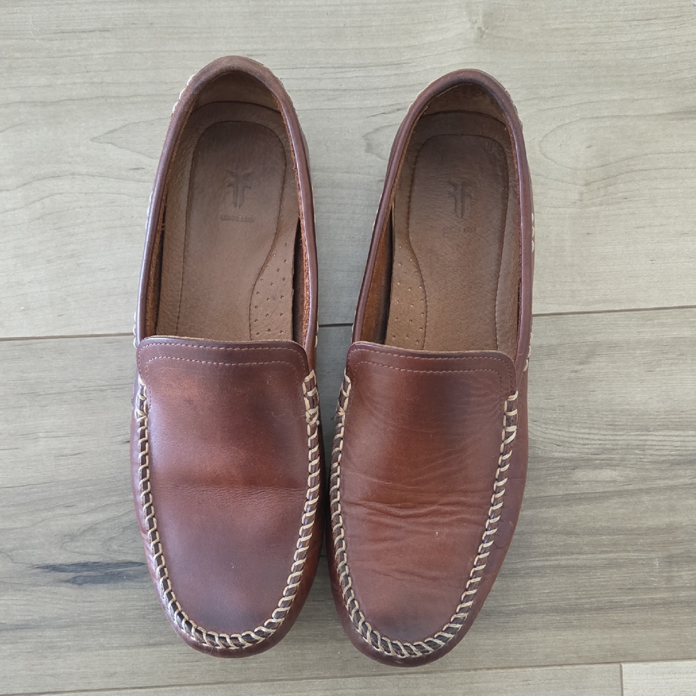 Frye Chestnut Leather Slip-On Loafers